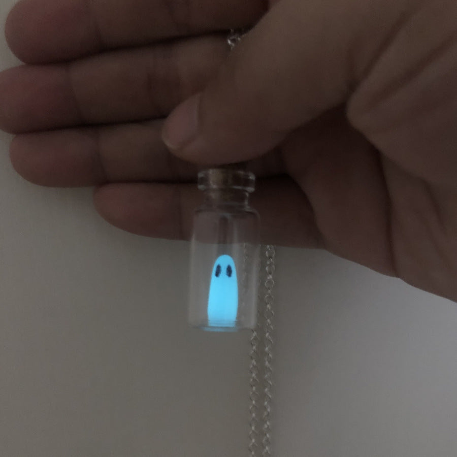 Wholesale Halloween Bottle Luminous Ghost Necklace